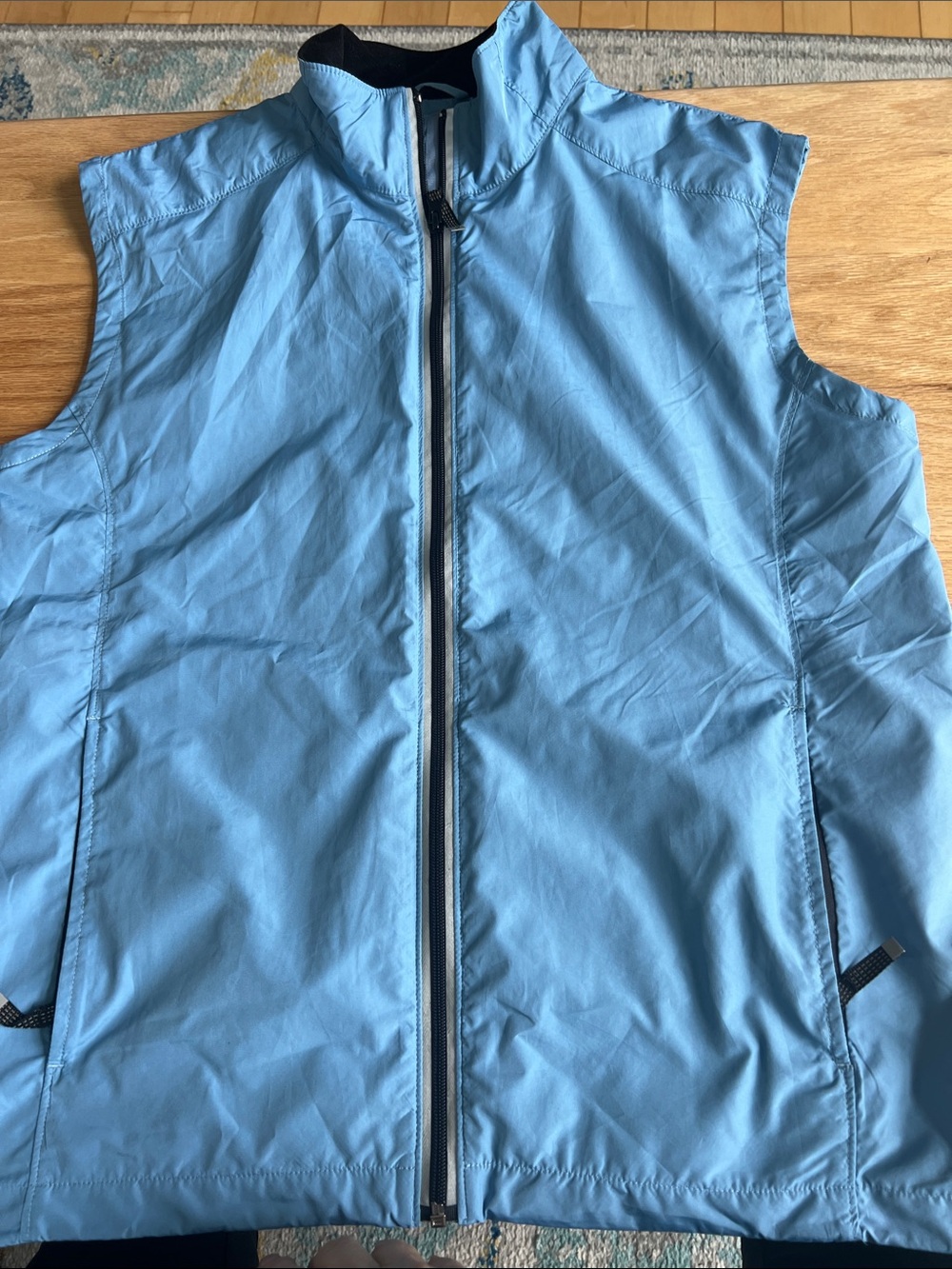 Light Blue Quilted Zip-Front Vest w vented back
